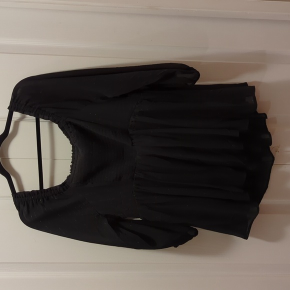 Torrid Babydoll Crinkle Chiffon Blouson Sleeve Top Sz 1 - Picture 4 of 4